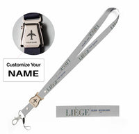 Thumbnail for Liège City Series seat belt lanyard - light gray with name