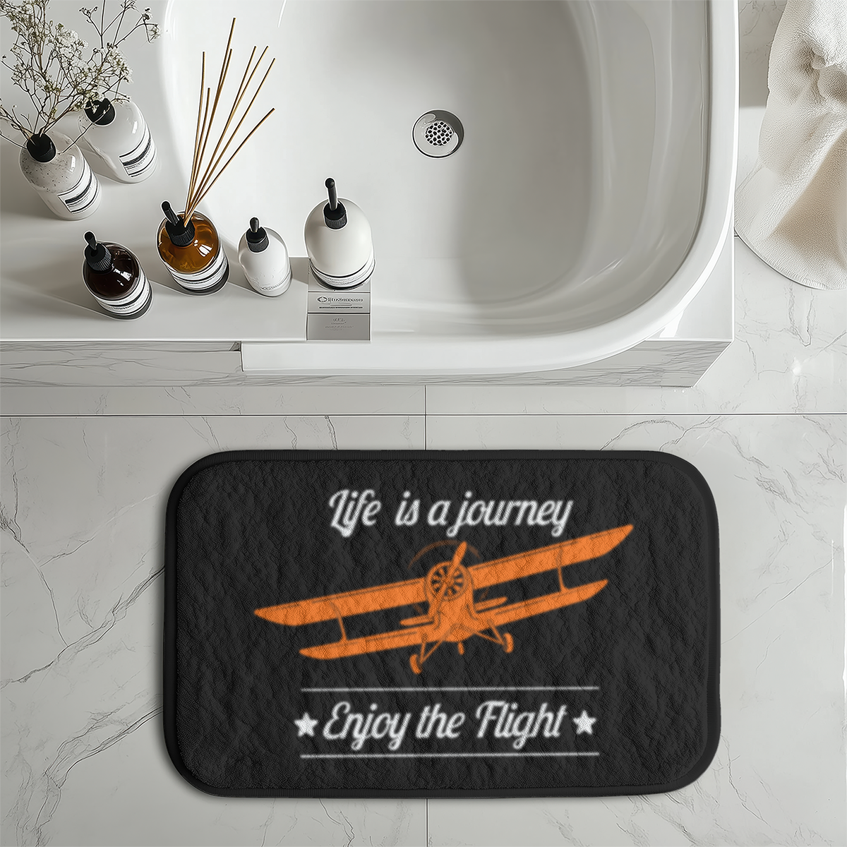 Life is a journey Enjoy the Flight Designed Bath Mats