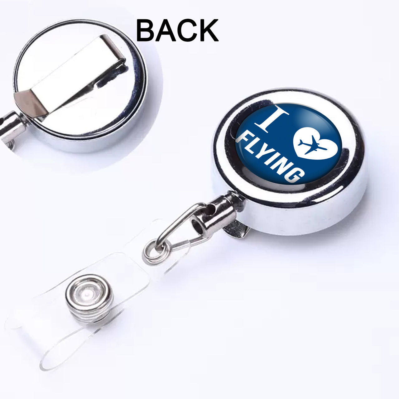 I Love Flying Designed Retractable ID Card Badge