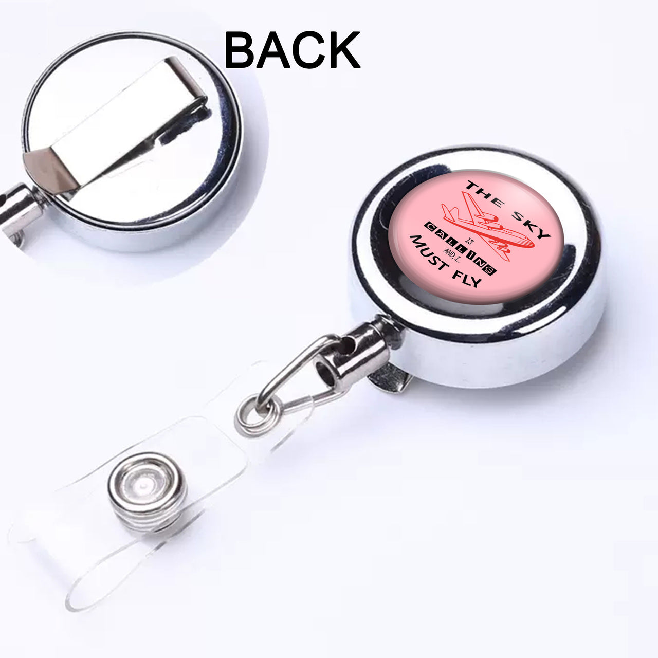 The Sky is Calling and I Must Fly Designed Retractable ID Card Badge