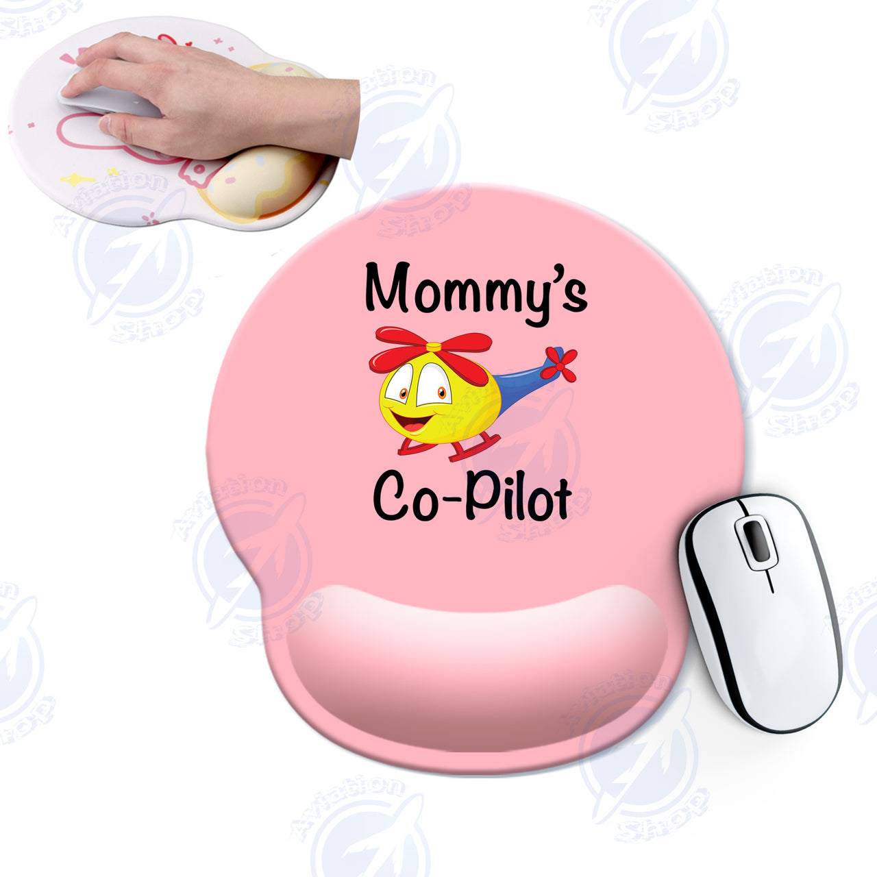 Mommy's Co-Pilot (Helicopter) Designed Ergonomic Mouse Pads