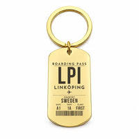 Thumbnail for Linköping City Airport LPI - Key Chain - Boarding Pass Style - Gold