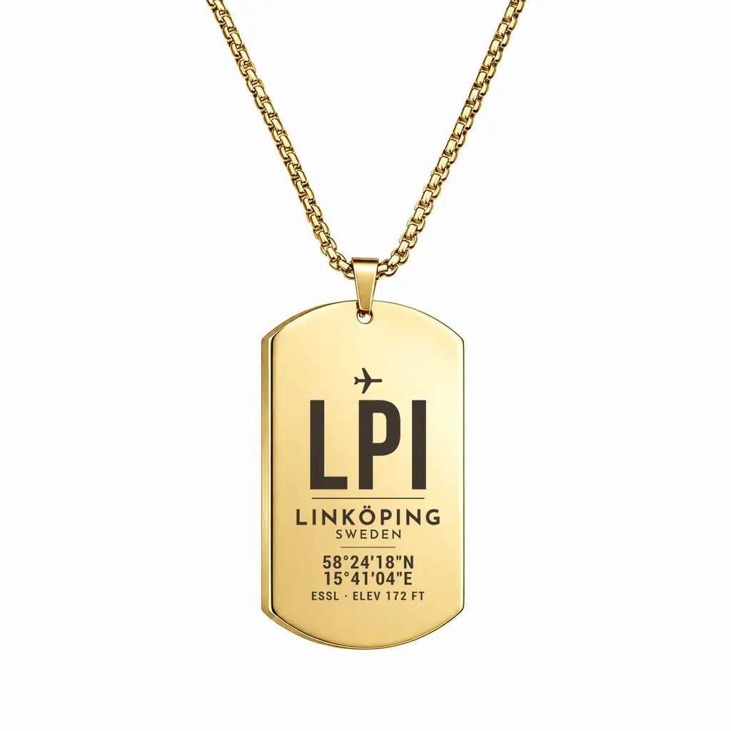 Linköping City Airport LPI - Necklace - Original Design - Gold