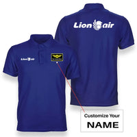Thumbnail for Lion Air logo on blue + name double side polo t shirt