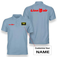 Thumbnail for Lion Air logo on light blue + name double side polo t shirt