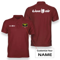 Thumbnail for Lion Air logo on red + name double side polo t shirt
