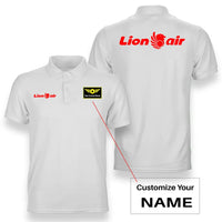 Thumbnail for Lion Air logo on white + name double side polo t shirt