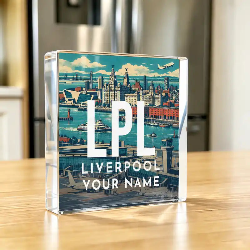 Liverpool John Lennon Airport (LPL) - Crystal Ornament - Airport Code + Name