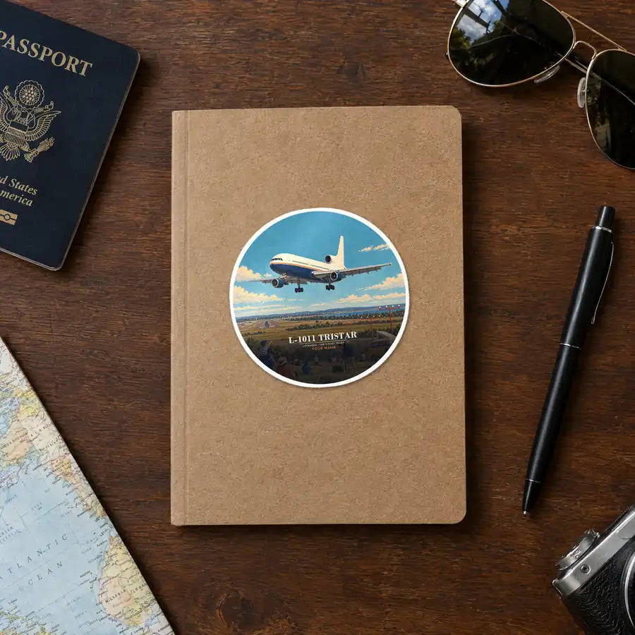 L-1011 TriStar - 3D + Name - Circle Sticker - Notebook