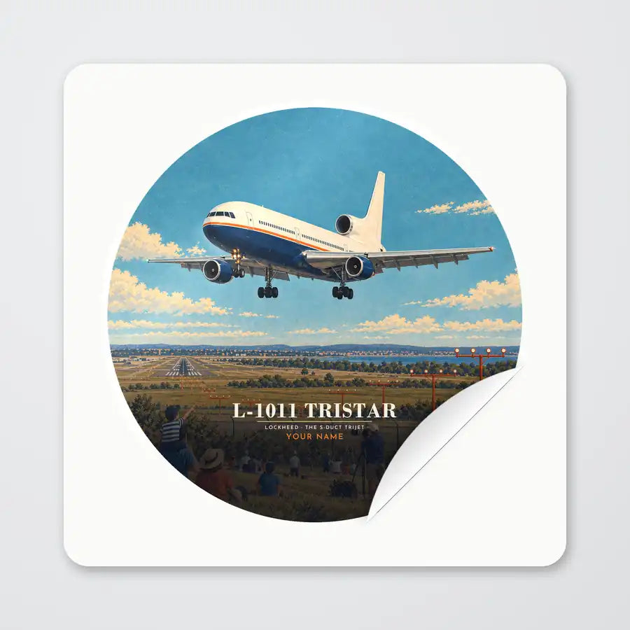 L-1011 TriStar - 3D + Name - Circle Sticker - Peel