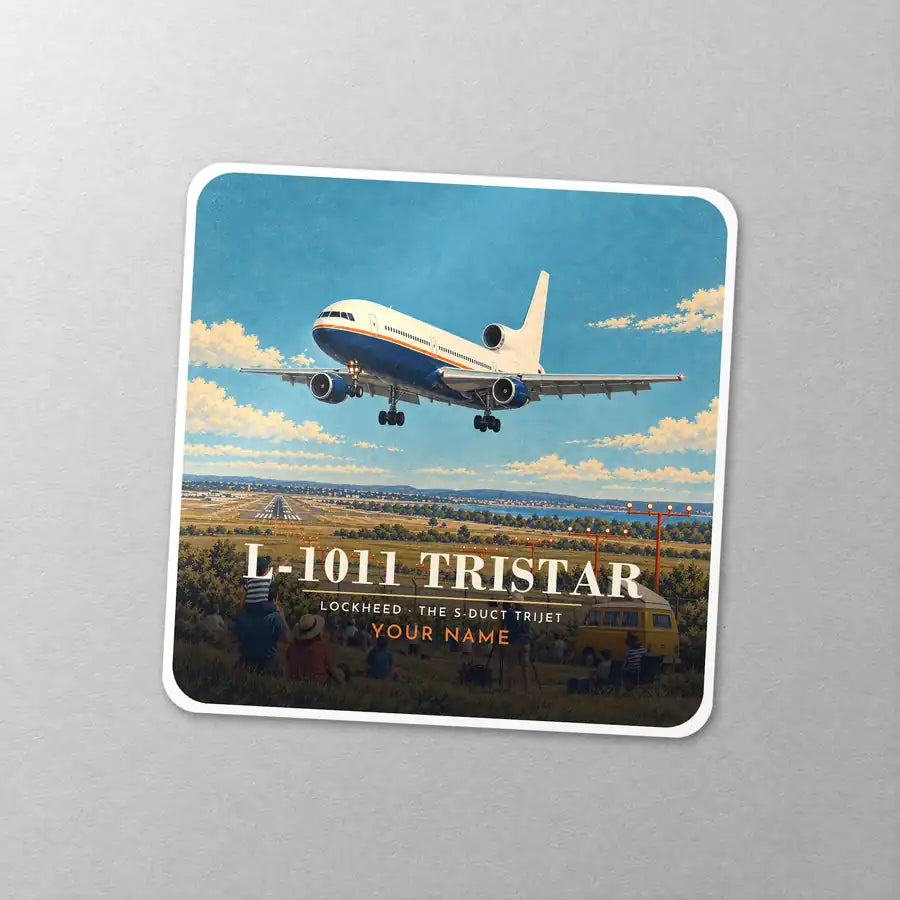 L-1011 TriStar - 3D + Name - Square Sticker - Close-up