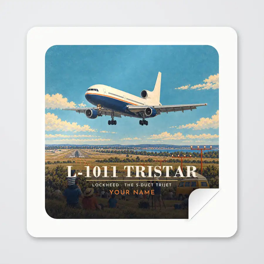 L-1011 TriStar - 3D + Name - Square Sticker - Peel