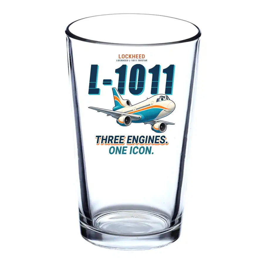 L-1011 TriStar - Cartoon - Beer & Water Glass