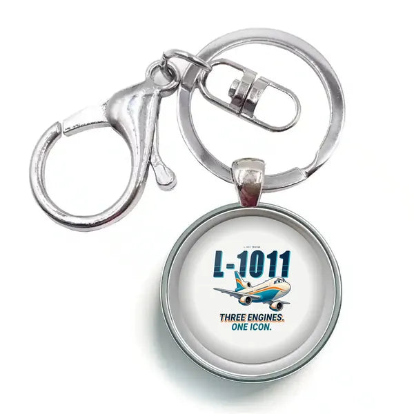L-1011 TriStar - Cartoon - Circle Key Chain - White