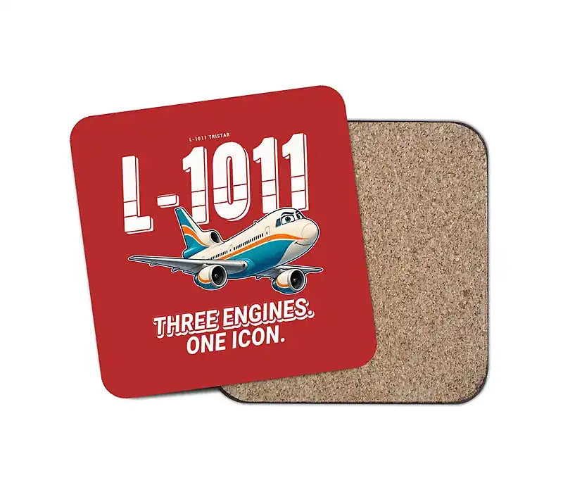 L-1011 TriStar - Cartoon - Coaster - Red