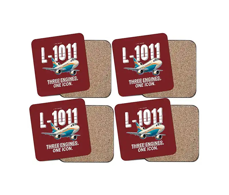 L-1011 TriStar - Cartoon - Coaster Set - Dark Red
