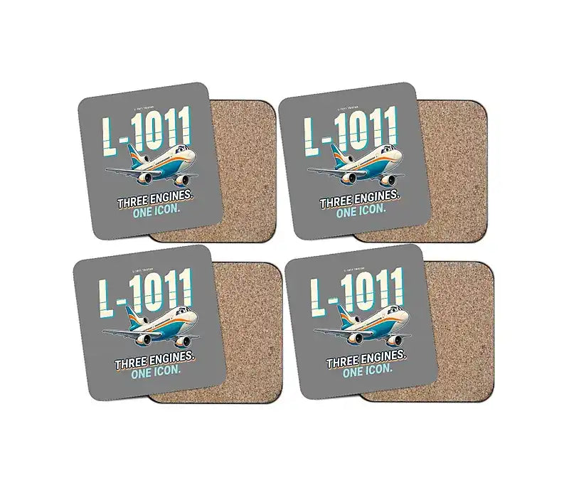 L-1011 TriStar - Cartoon - Coaster Set - Gray