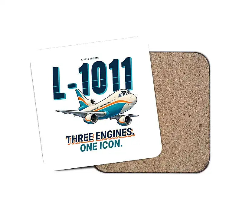 L-1011 TriStar - Cartoon - Coaster - White