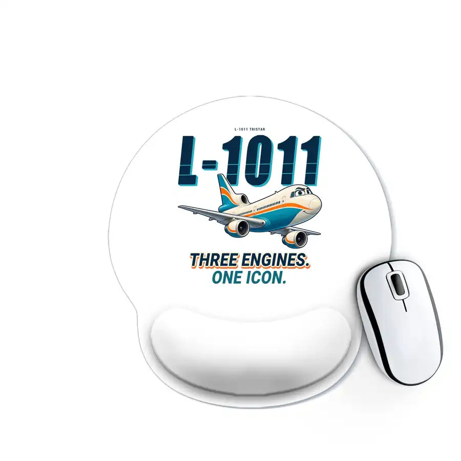 L-1011 TriStar - Cartoon - Ergonomic Mouse Pad - White