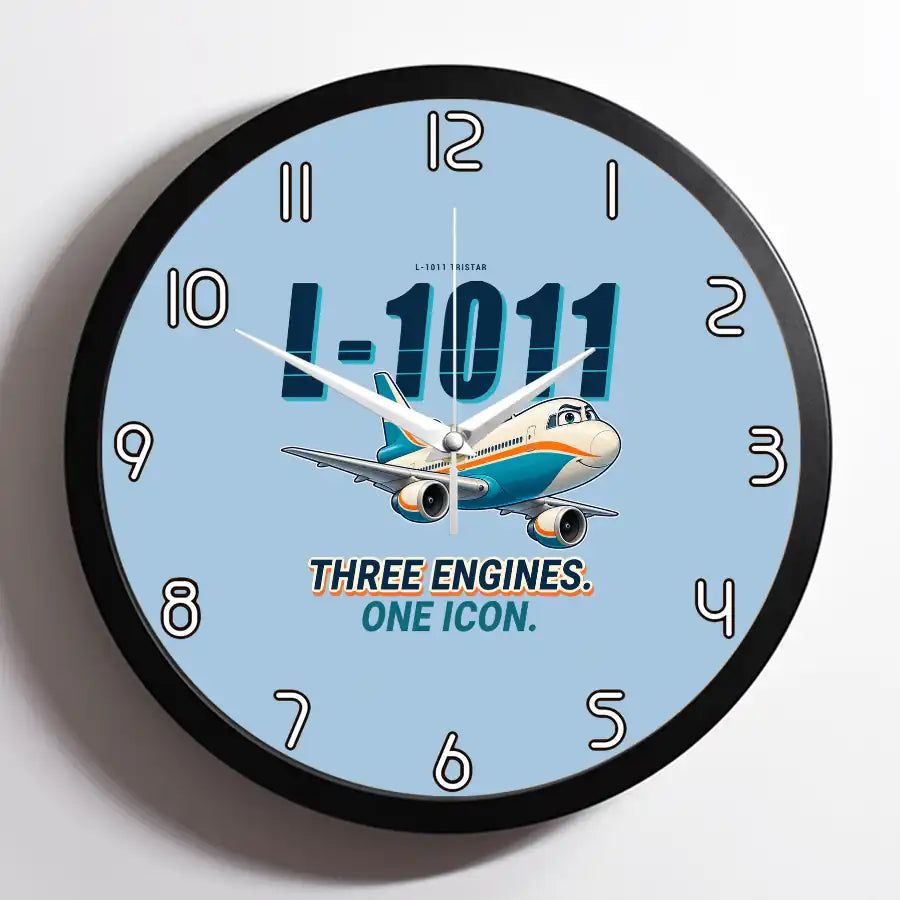 L-1011 TriStar - Cartoon - Framed - Light Blue
