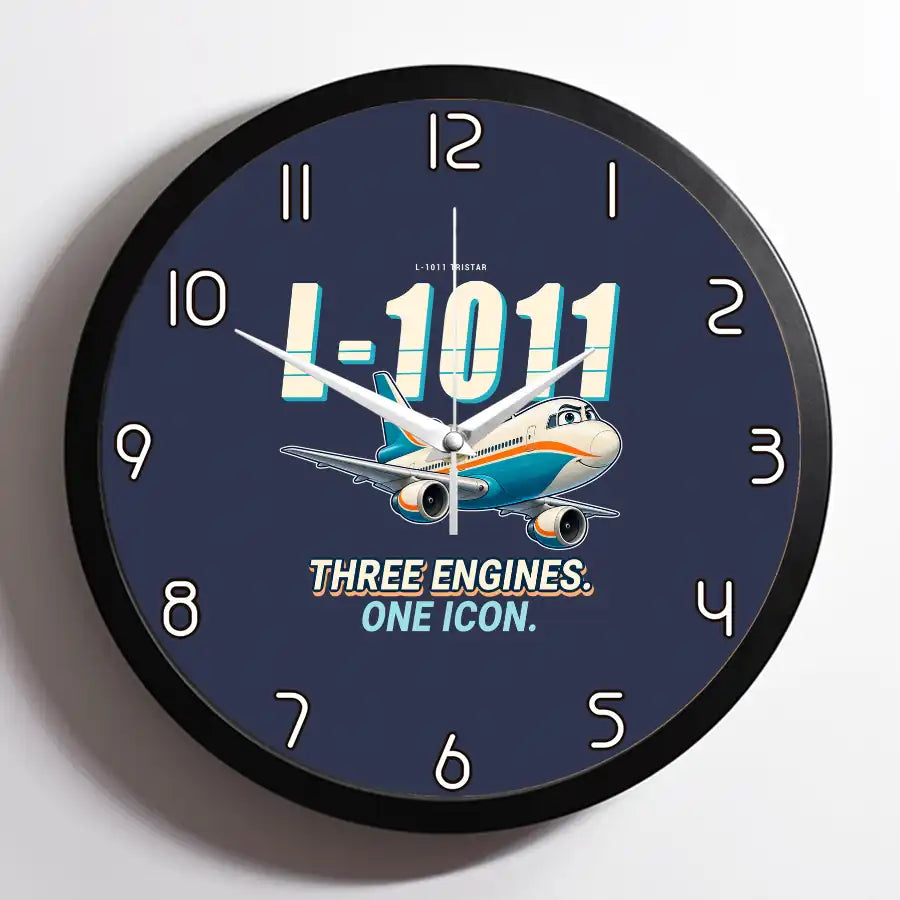 L-1011 TriStar - Cartoon - Framed - Navy Blue