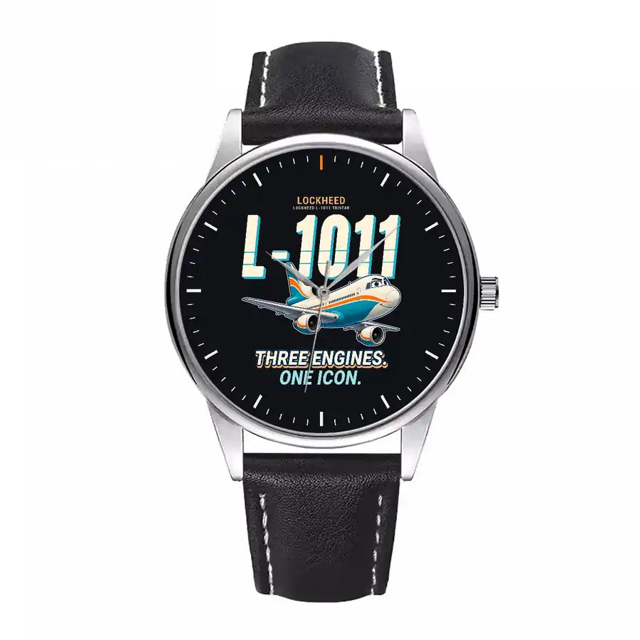 L-1011 TriStar - Cartoon - Leather Strap - Black Leather Strap