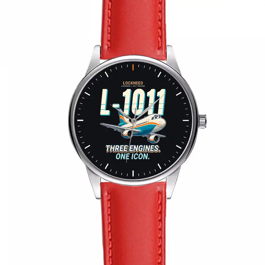 L-1011 TriStar - Cartoon - Leather Strap - Red Leather Strap