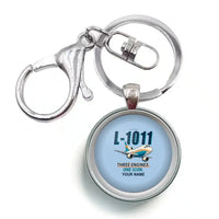 Thumbnail for L-1011 TriStar - Cartoon + Name - Circle Key Chain - Light Blue