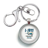 Thumbnail for L-1011 TriStar - Cartoon + Name - Circle Key Chain - White