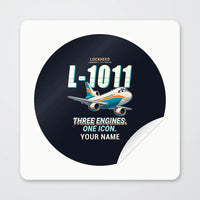 Thumbnail for L-1011 TriStar - Cartoon + Name - Circle Sticker - Peel