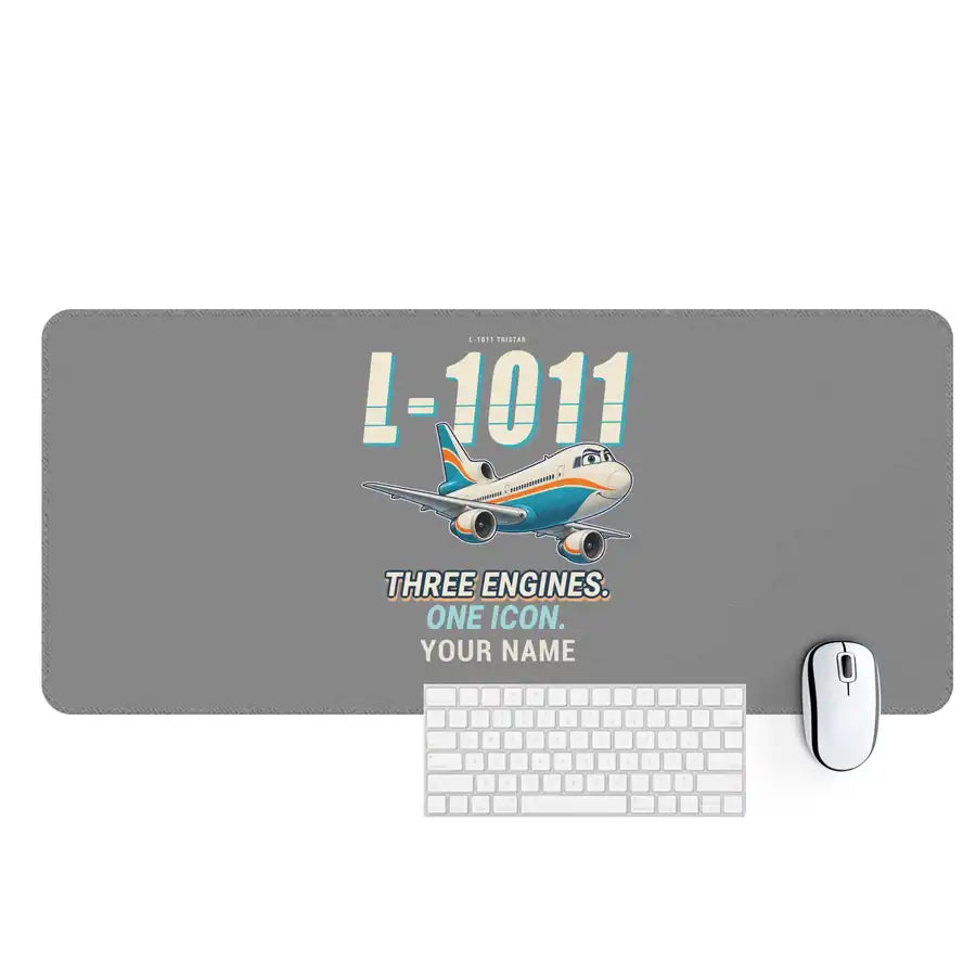 L-1011 TriStar - Cartoon + Name - Desk Mat - Gray