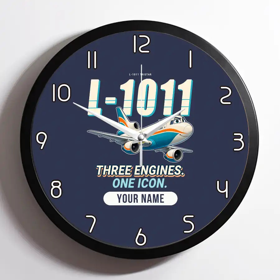 L-1011 TriStar - Cartoon + Name - Framed - Navy Blue