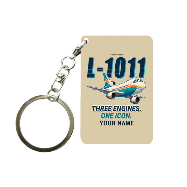 L-1011 TriStar - Cartoon + Name - Key Chain - Beige