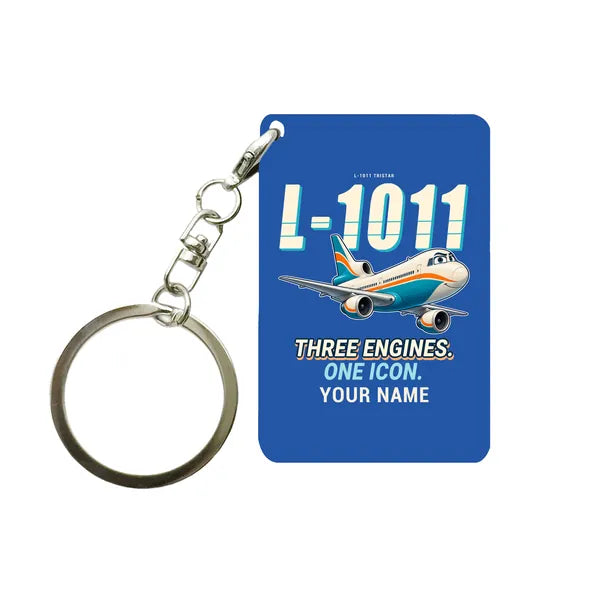 L-1011 TriStar - Cartoon + Name - Key Chain - Blue