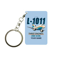 Thumbnail for L-1011 TriStar - Cartoon + Name - Key Chain - Light Blue