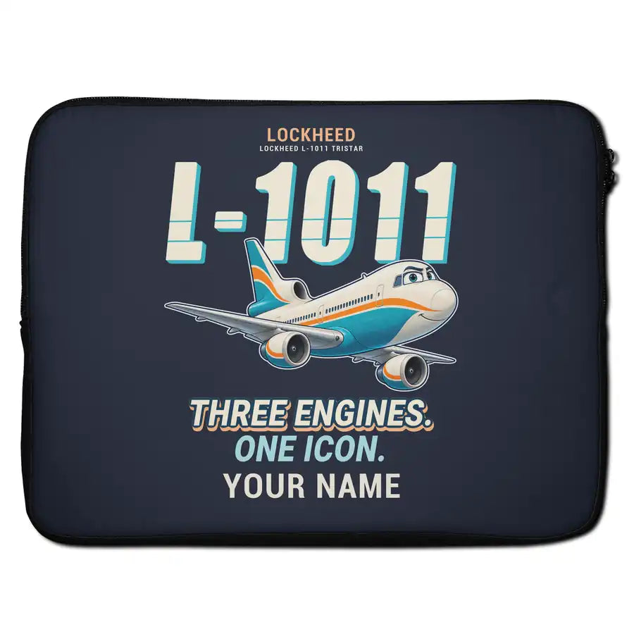 Lockheed L-1011 TriStar - Cartoon + Name - Laptop Sleeve
