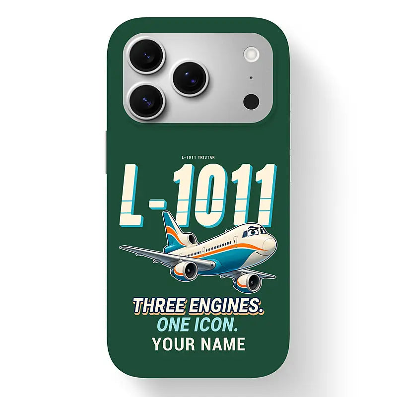 L-1011 TriStar - Cartoon + Name - MagSafe iPhone 17 Pro - Dark Green