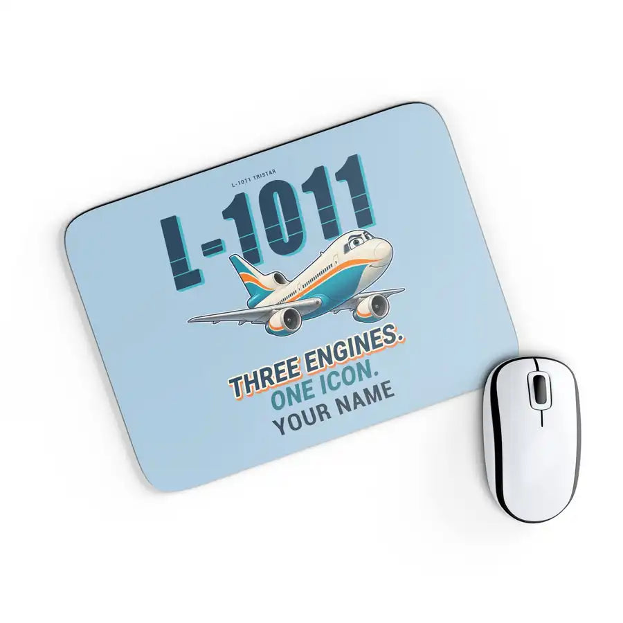 L-1011 TriStar - Cartoon + Name - Mouse Pad - Light Blue