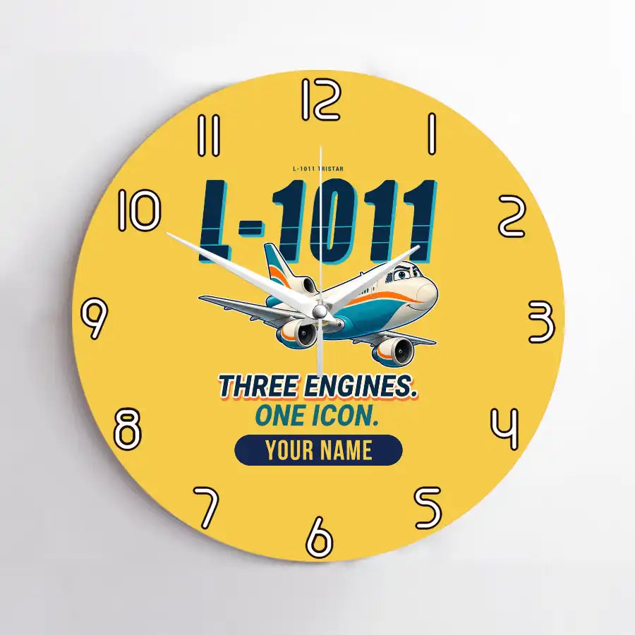 L-1011 TriStar - Cartoon + Name - No Frame - Yellow