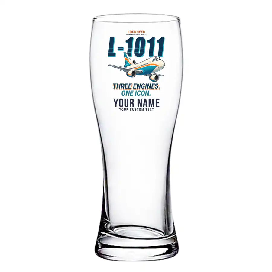 L-1011 TriStar - Cartoon + Name - Pilsner Beer Glass