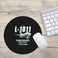 Thumbnail for L-1011 TriStar - Cartoon + Name - Round Mouse Pad - Black