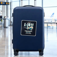 Thumbnail for L-1011 TriStar - Cartoon + Name - Square Sticker - Suitcase