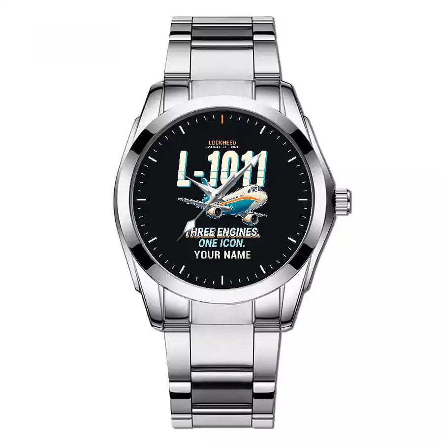 L-1011 TriStar - Cartoon + Name - Stainless Steel Band - For Men