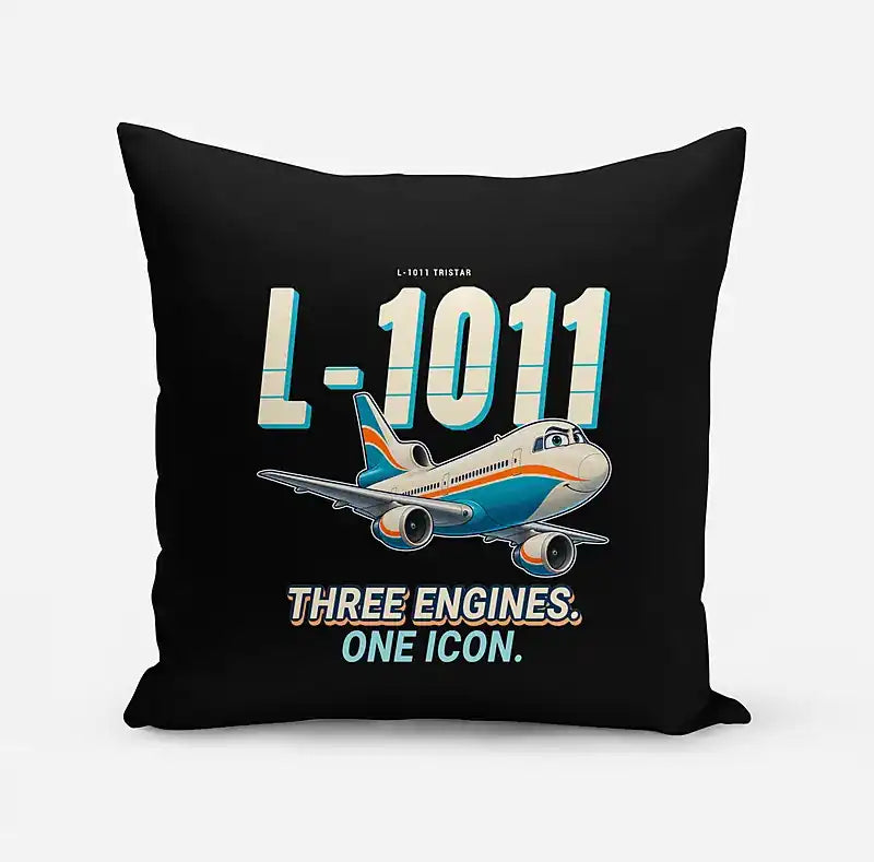 L-1011 TriStar - Cartoon - Pillow - Black