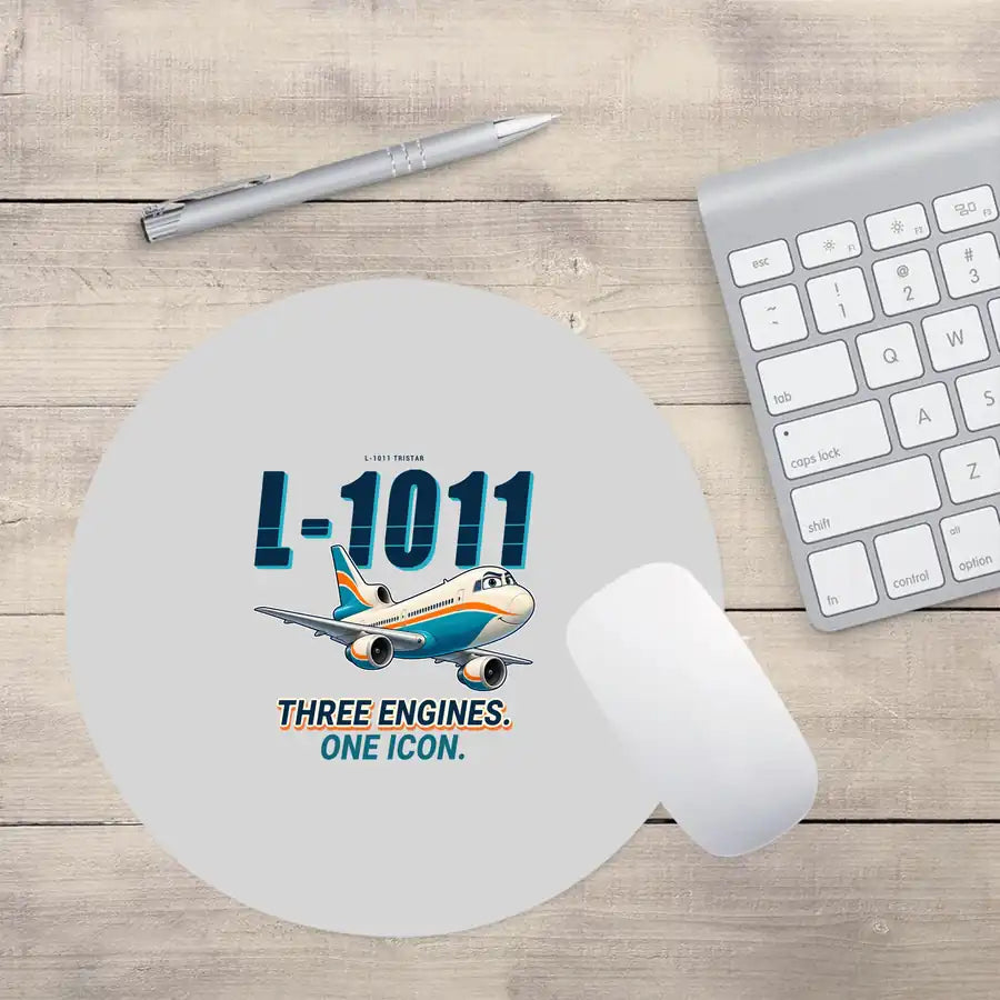 L-1011 TriStar - Cartoon - Round Mouse Pad - Light Gray