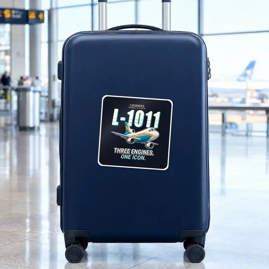 L-1011 TriStar - Cartoon - Square Sticker - Suitcase