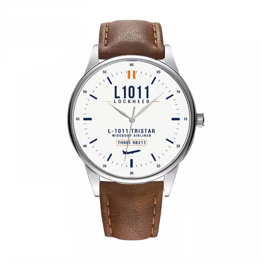 L-1011 TriStar - Classic - White - Leather Strap - Brown Leather Strap