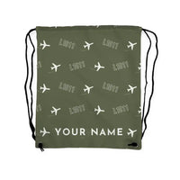 Thumbnail for Lockheed L-1011 TriStar - Drawstring Bag - 3D Pattern + Name - Green Army