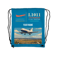 Thumbnail for Lockheed L-1011 TriStar - Drawstring Bag - Classic + Name - Light Blue