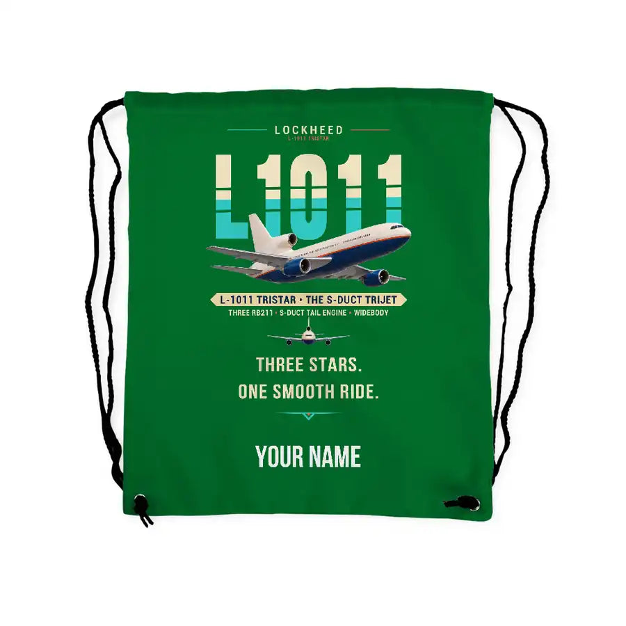 Lockheed L-1011 TriStar - Drawstring Bag - Original + Name - Green